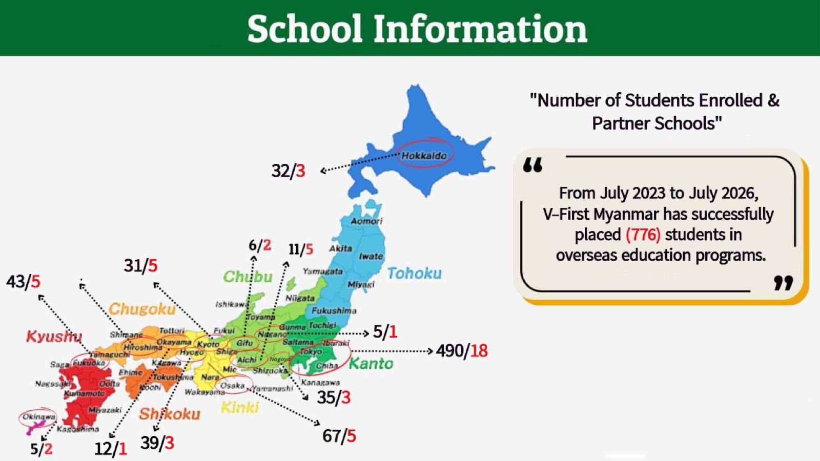 地域別 学生派遣実績・提携校数（2023年7月〜2026年7月）
